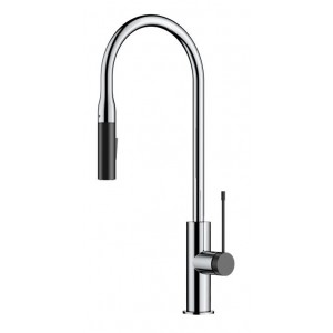 Aziz Chrome & Matte Black Pull Out Sink Mixer